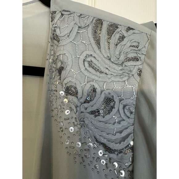 SLNY Jacket & Dress 14 Aloe Blue Ruffled Party Wedding Cruise Flowy NEW - Picture 9 of 16